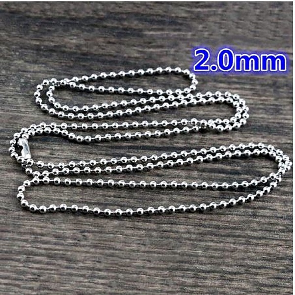Collier N&deg;03 cha&icirc;ne boule 304 acier inoxydable de 70 cm - 2mm