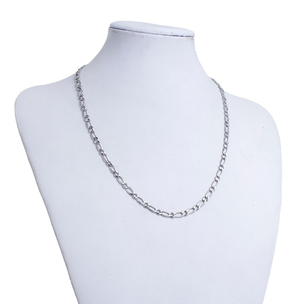 Collier N&deg;03 en acier inoxydable maille Figaro de 50.5 cm