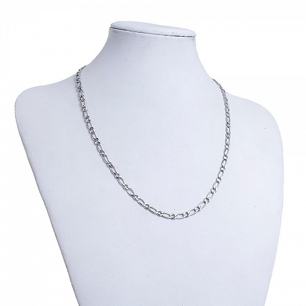 Collier N&deg;03 en acier inoxydable maille Figaro de 50.5 cm