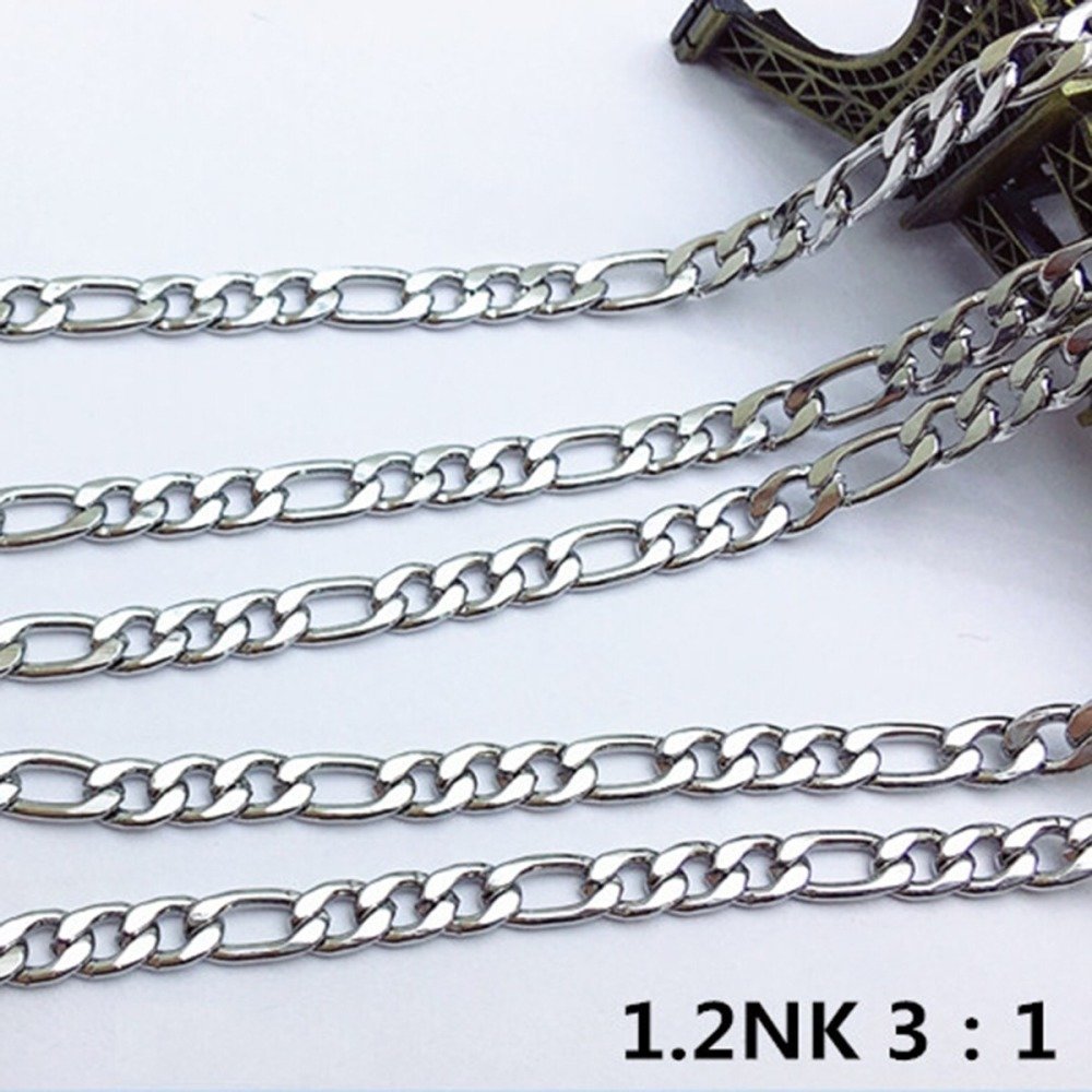 Collier N&deg;03 en acier inoxydable maille Figaro de 50.5 cm