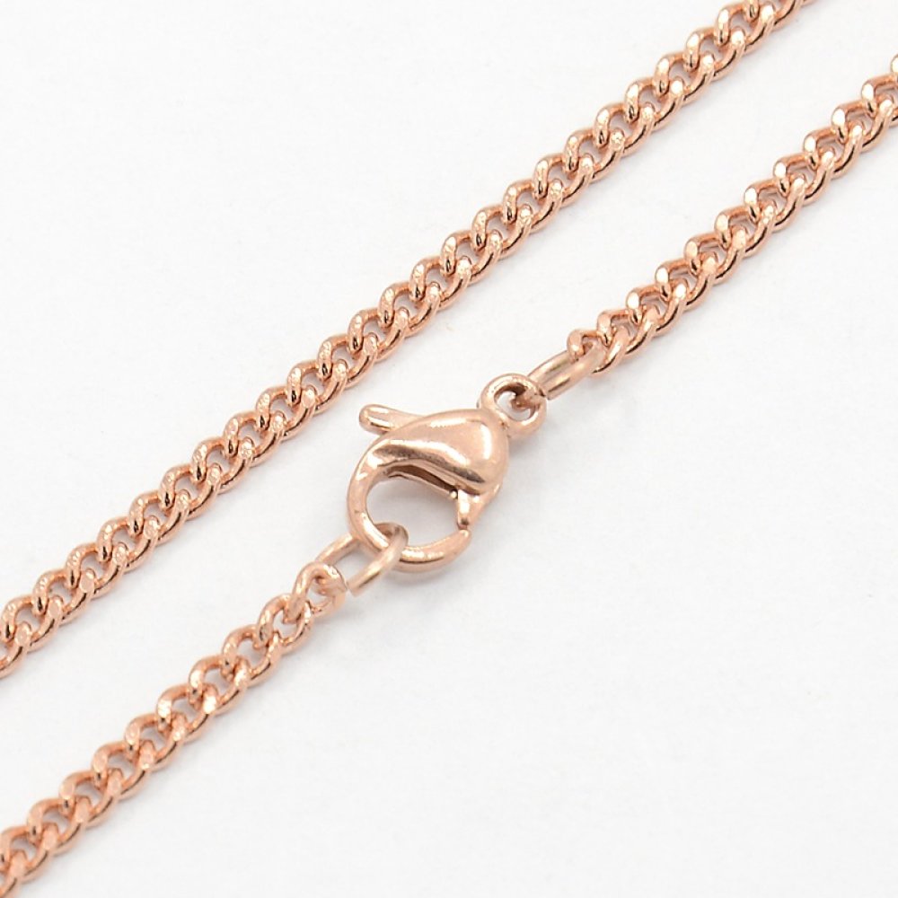 Collier N&deg;14 en acier inoxydable 50 cm Dor&eacute; Ros&eacute;