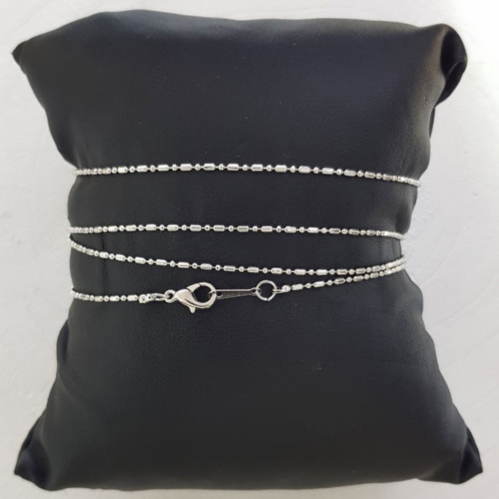 Collier chaine boule M&eacute;tal Argent&eacute; N&deg;01 de 80 cm