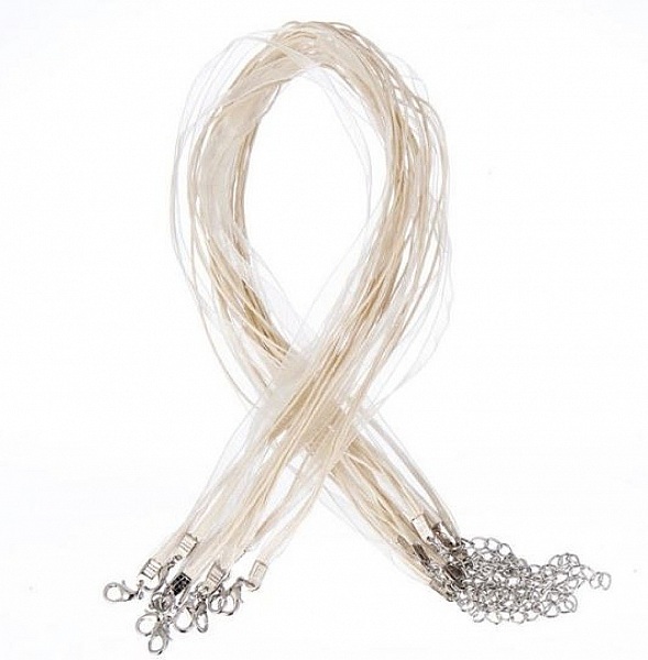 Collier ruban organza N&deg;10 et cordon enduit cir&eacute;