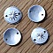 Connecteur 10 mm 2 trous rond motif &eacute;toile Blanc