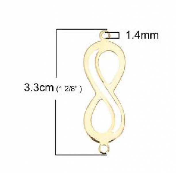 Connecteur Symbole "Infini" Dor&eacute; 18k en cuivre