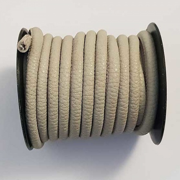 Cordon Rond 6 mm Gris Clair Simili Cuir N&deg;01