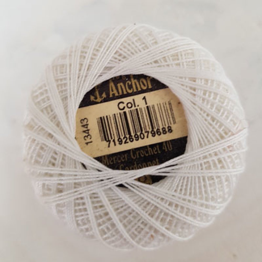 Coton perl&eacute; &agrave; broder, en bobine, Anchor - 10 g Blanc