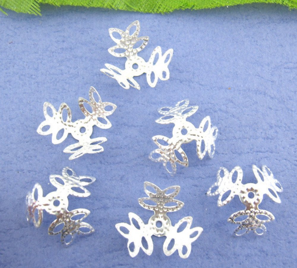 Coupelle Filigran&eacute;e en Alliage Fleur Argent&eacute; x 300