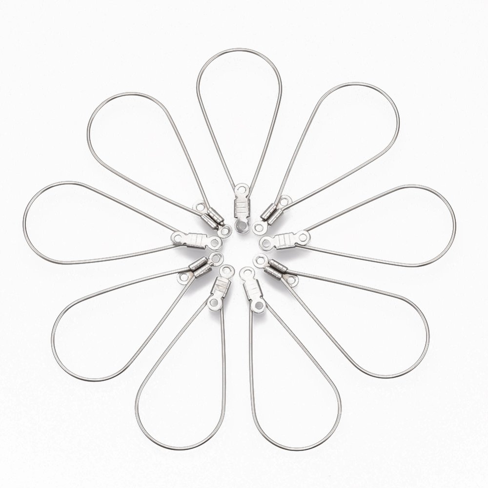 Cr&eacute;ole ovale acier inoxydable 17x37 mm argent x 2
