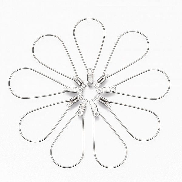 Cr&eacute;ole ovale acier inoxydable 17x37 mm argent x 2