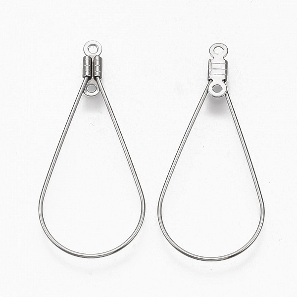 Cr&eacute;ole ovale acier inoxydable 17x37 mm argent x 2