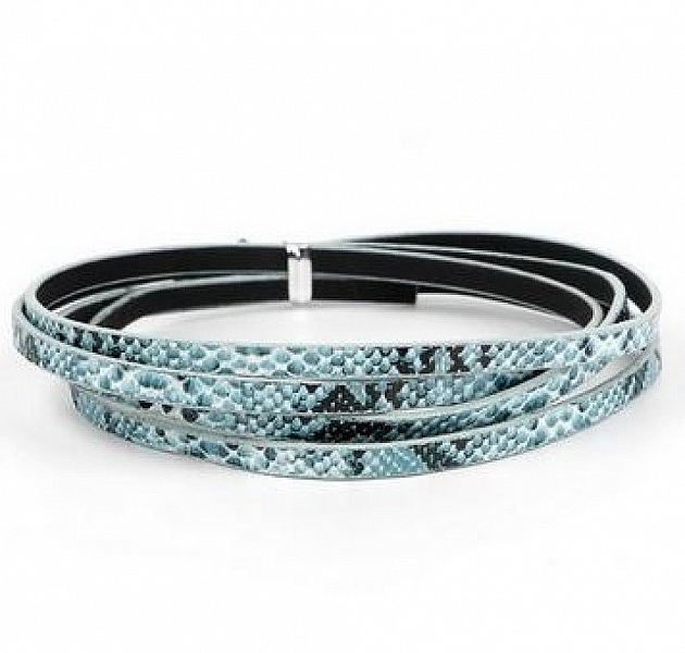Cuir 05 mm Bleu dessin peau de serpent 1 m&egrave;tre