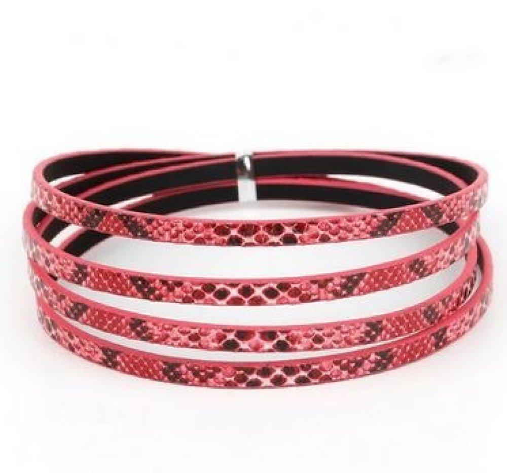 Cuir 05 mm Fushia dessin peau de serpent 1 m&egrave;tre