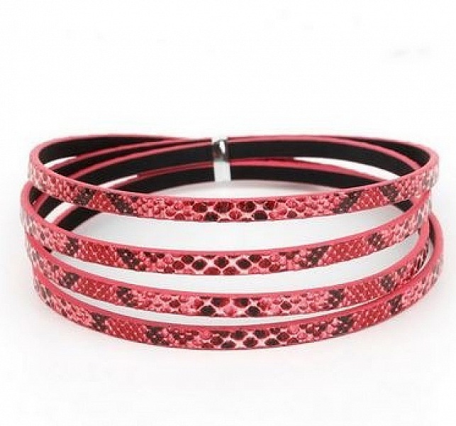 Cuir 05 mm Fushia dessin peau de serpent 1 m&egrave;tre