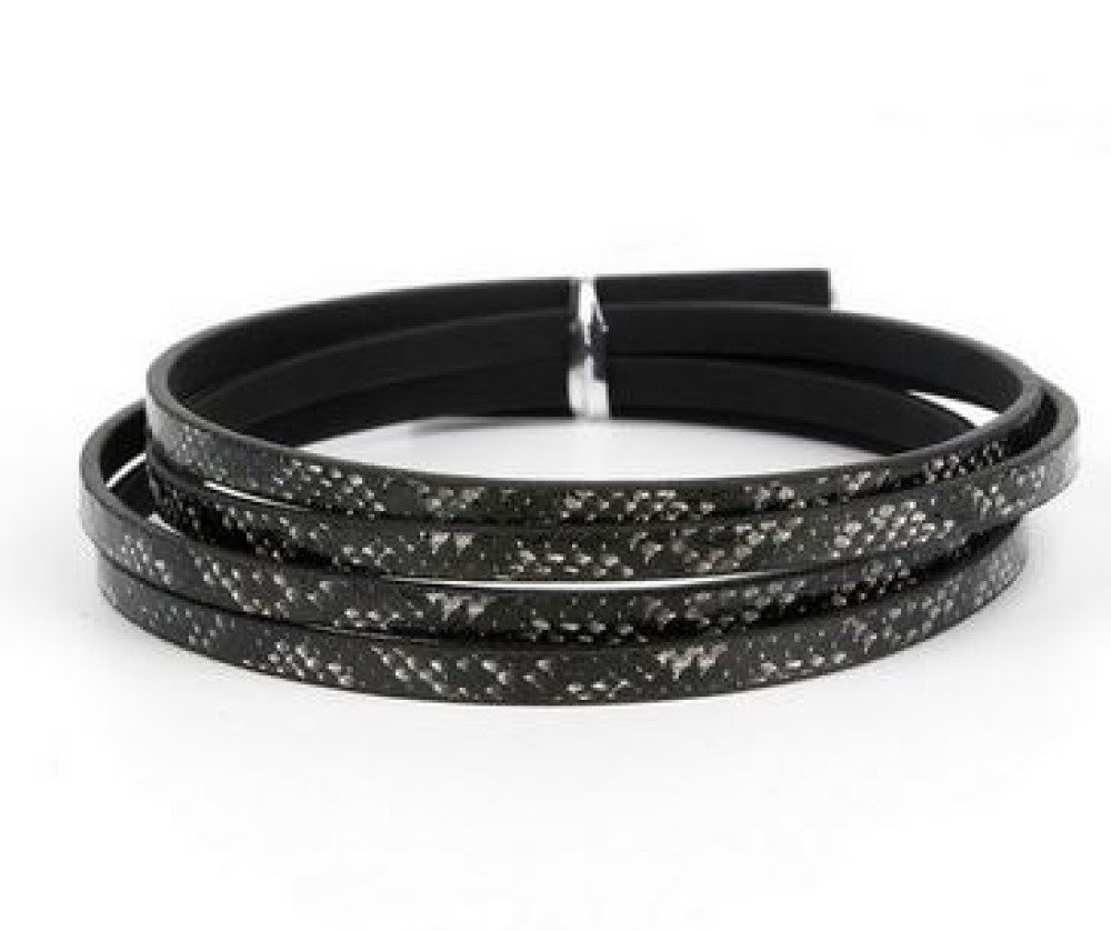 Cuir 05 mm Noir dessin peau de serpent 1 m&egrave;tre