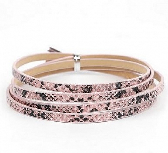 Cuir 05 mm Rose dessin peau de serpent 1 m&egrave;tre