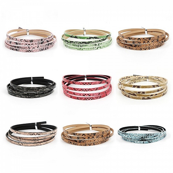 Cuir 05 mm Vert dessin peau de serpent 1 m&egrave;tre
