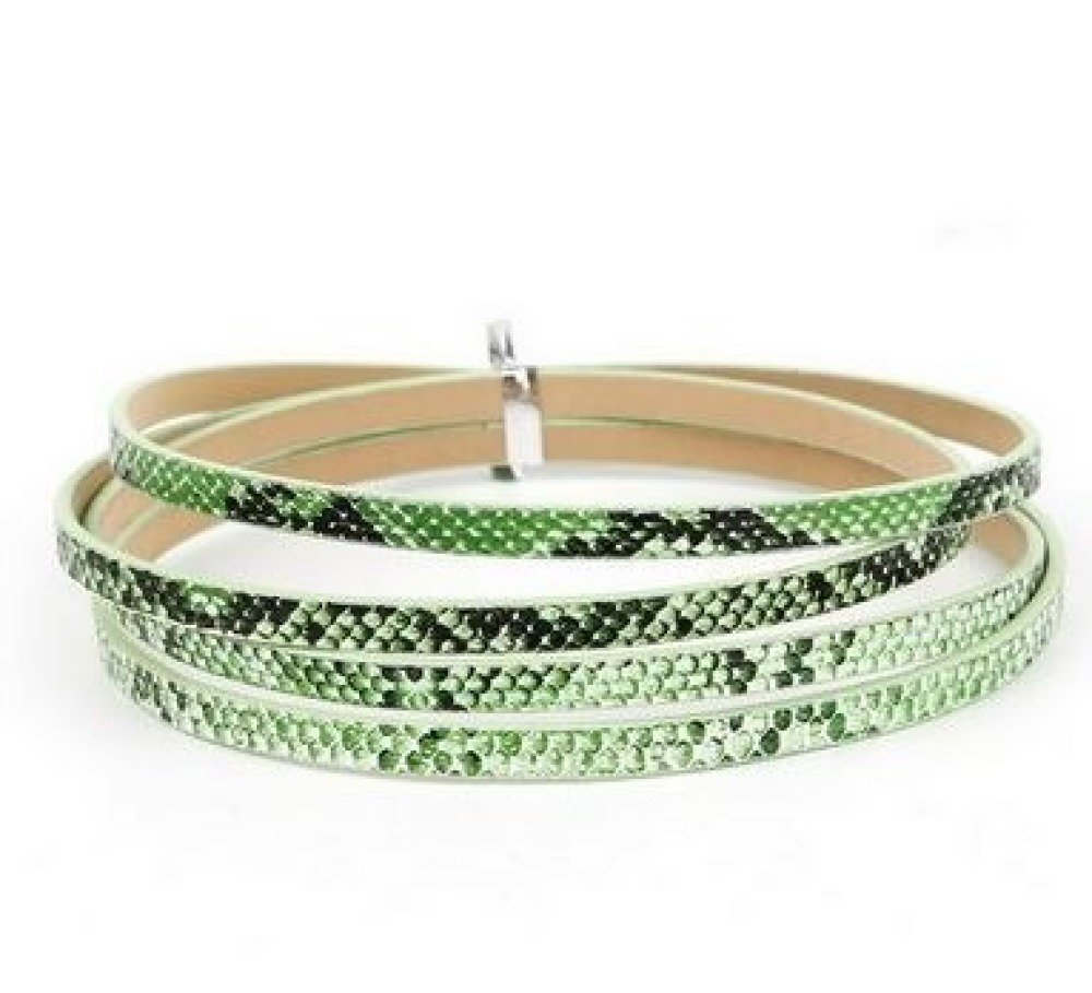 Cuir 05 mm Vert dessin peau de serpent 1 m&egrave;tre
