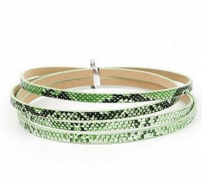 Cuir 05 mm Vert dessin peau de serpent 1 m&egrave;tre