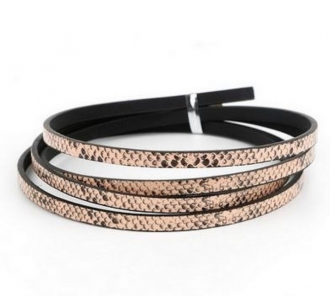 Cuir 05 mm Vieux Rose dessin peau de serpent 1 m&egrave;tre