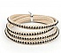 Cuir 06 mm Ivoire incrust&eacute; de cristaux en strass 1 m&egrave;tre