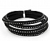 Cuir 06 mm Noir incrust&eacute; de cristaux en strass 1 m&egrave;tre
