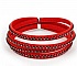 Cuir 06 mm Rouge incrust&eacute; de cristaux en strass 1 m&egrave;tre