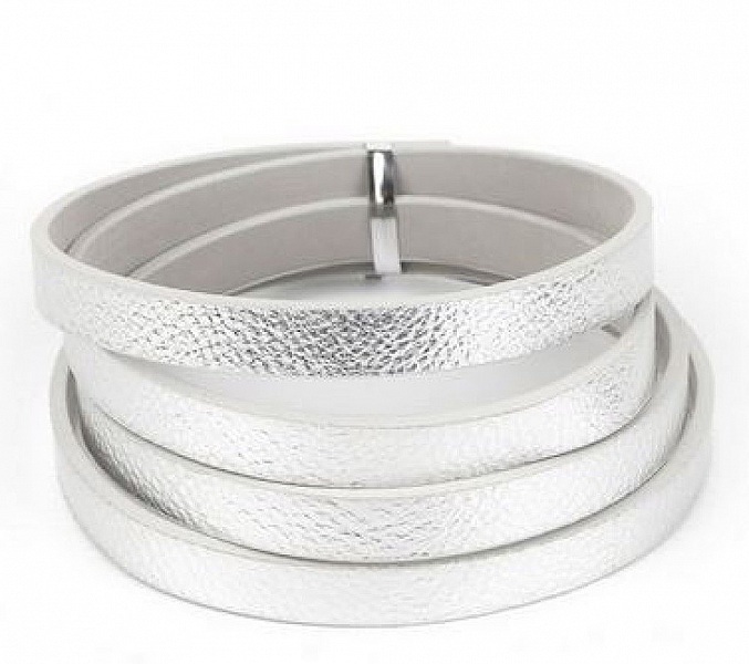 Cuir 10 mm Argent 1 m&egrave;tre