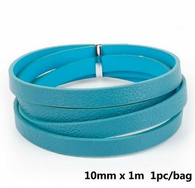 Cuir 10 mm Bleu Paon 1 m&egrave;tre