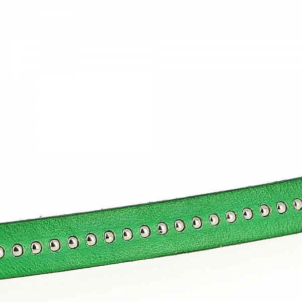 Cuir Bille B-Vert de 10 mm avec cha&icirc;nette bille nickel free par 20 cm