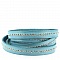 Cuir Bille Bleu Ciel de 10 mm avec cha&icirc;nette bille nickel free par 20 cm