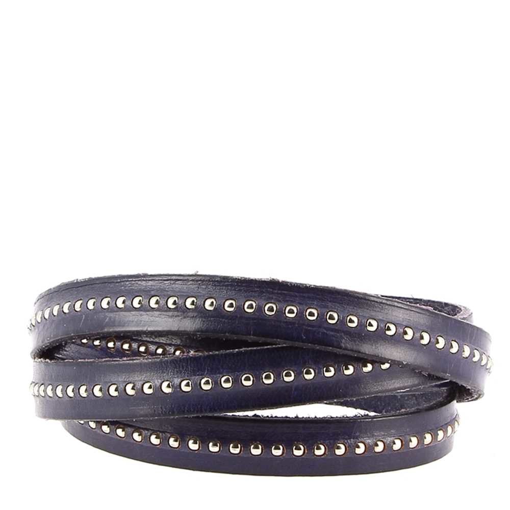 Cuir Bille Cobalt Fonc&eacute; de 10 mm avec cha&icirc;nette bille nickel free par 20 cm