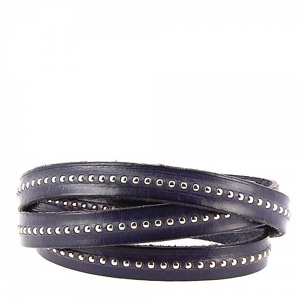 Cuir Bille Cobalt Fonc&eacute; de 10 mm avec cha&icirc;nette bille nickel free par 20 cm