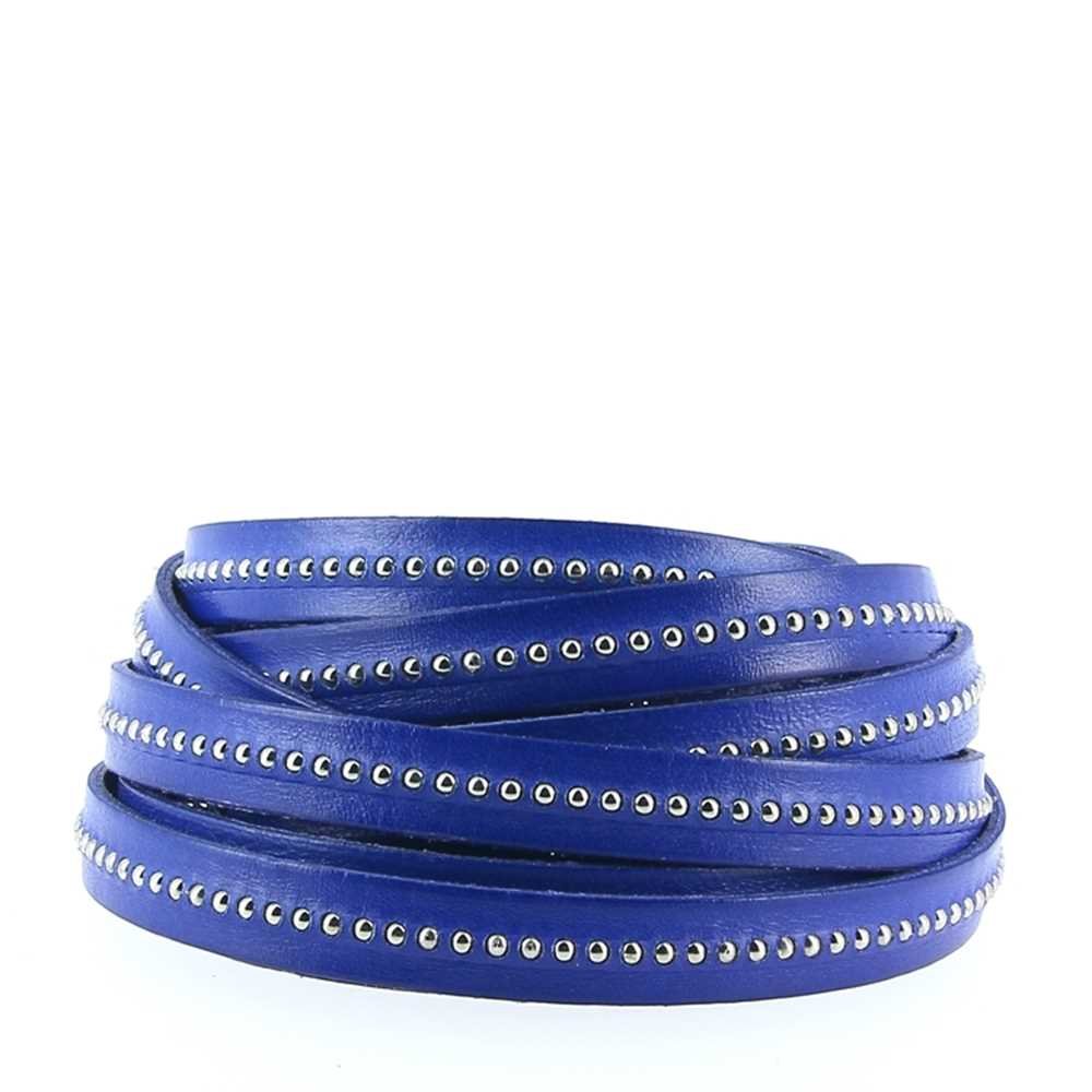 Cuir Bille Cobalt de 10 mm avec cha&icirc;nette bille nickel free par 20 cm