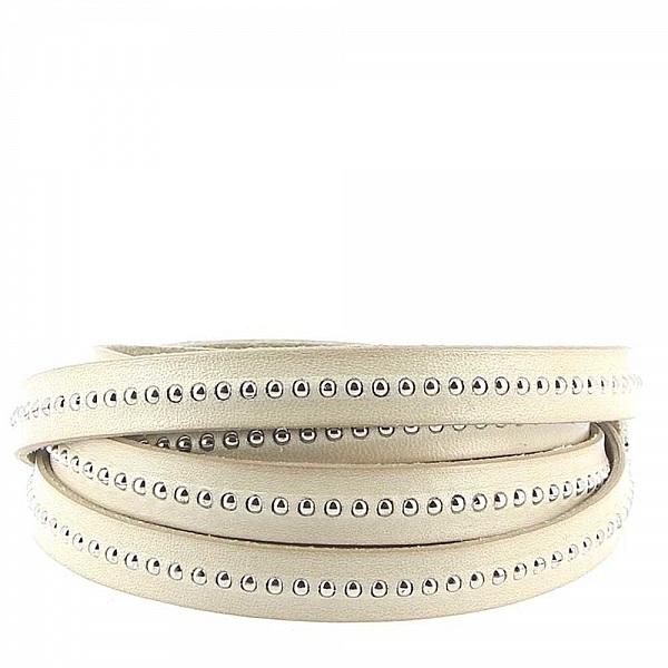 Cuir Bille Taupe de 10 mm avec cha&icirc;nette bille nickel free par 20 cm