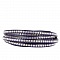 Cuir Cobalt Fonc&eacute; de 06 mm Strass Swarovski par 20 cm