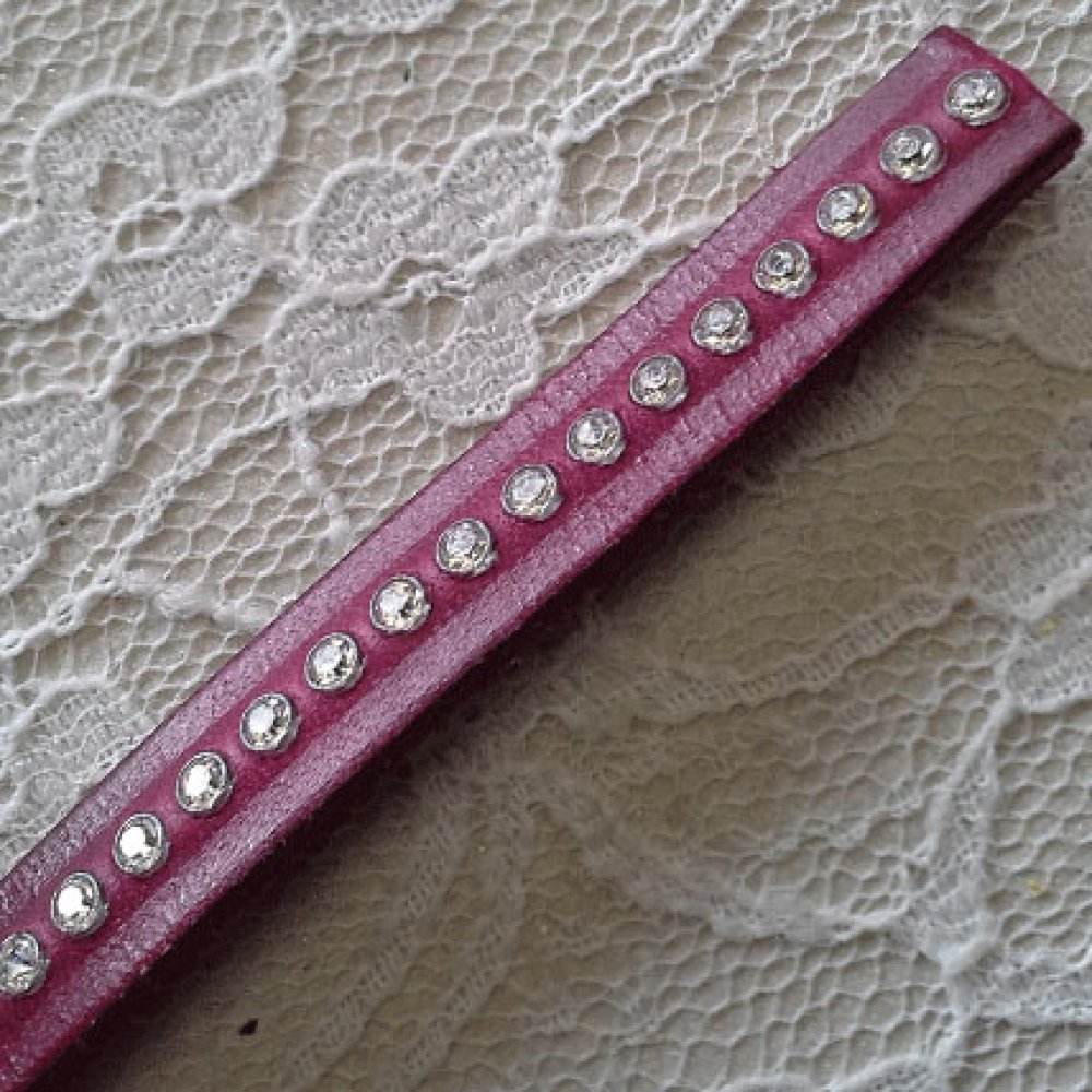 Cuir DD-Fuxia de 10 mm Strass Swarovski par 20 cm