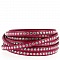 Cuir Fuchsia de 06 mm Strass Swarovski par 20 cm
