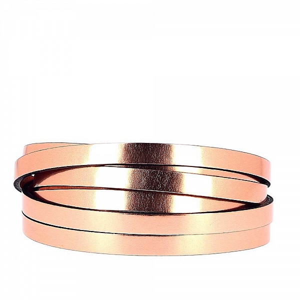 Cuir Miroir Dor&eacute; Ros&eacute; de 10 mm par 20 cm