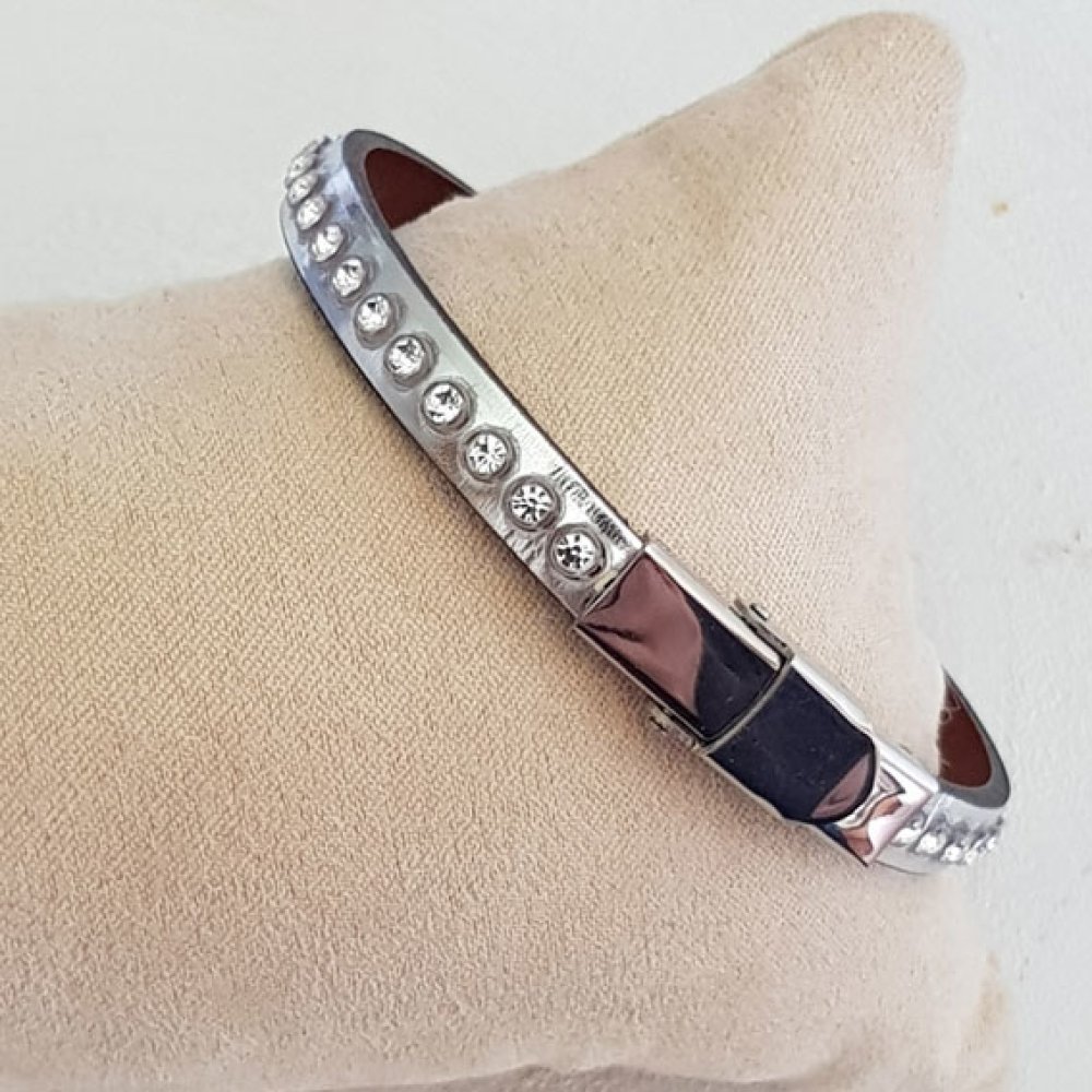 Cuir Miroir Rose M&eacute;tal de 06 mm Strass Swarovski par 20 cm