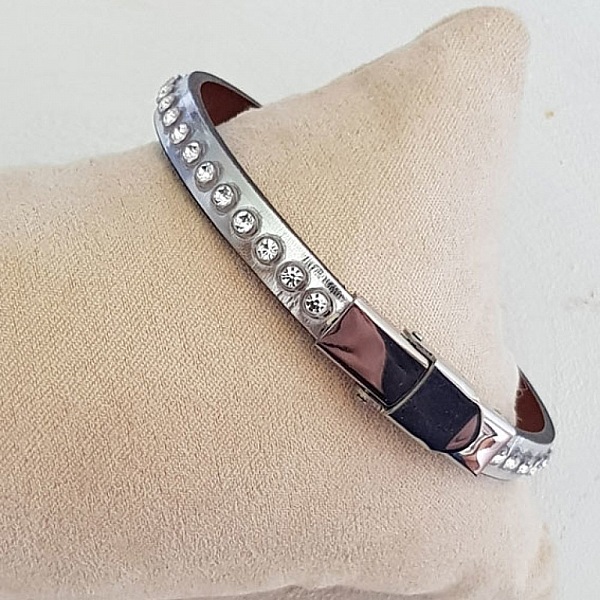 Cuir Miroir Rose M&eacute;tal de 06 mm Strass Swarovski par 20 cm