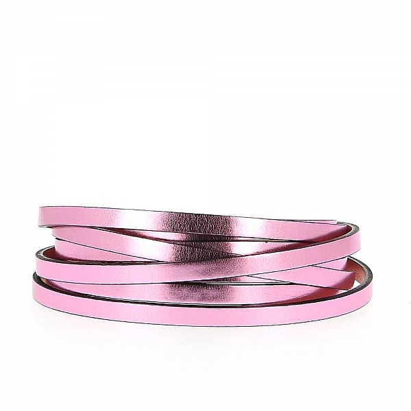 Cuir Miroir Rose M&eacute;tal de 06 mm par 20 cm