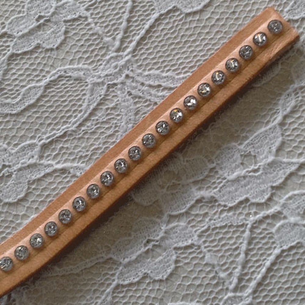 Cuir Naturel de 10 mm Strass Swarovski par 20 cm