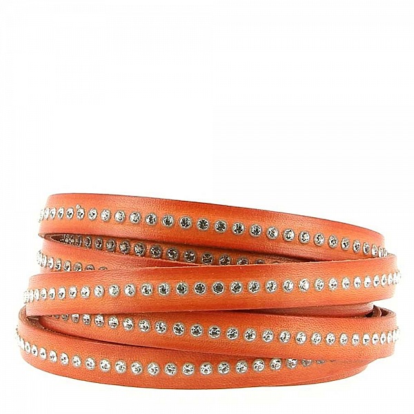 Cuir Orange de 10 mm Strass Swarovski par 20 cm