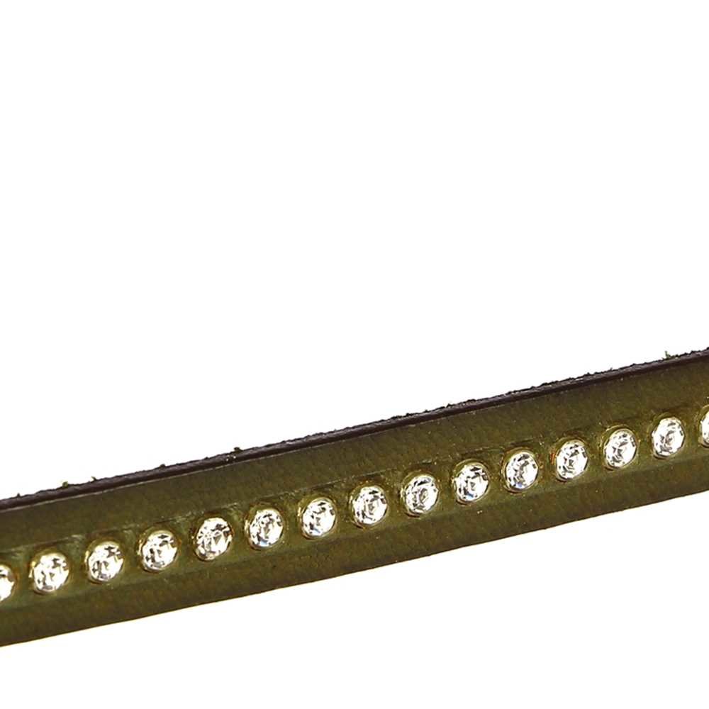 Cuir Vert Militaire de 10 mm Strass Swarovski par 20 cm
