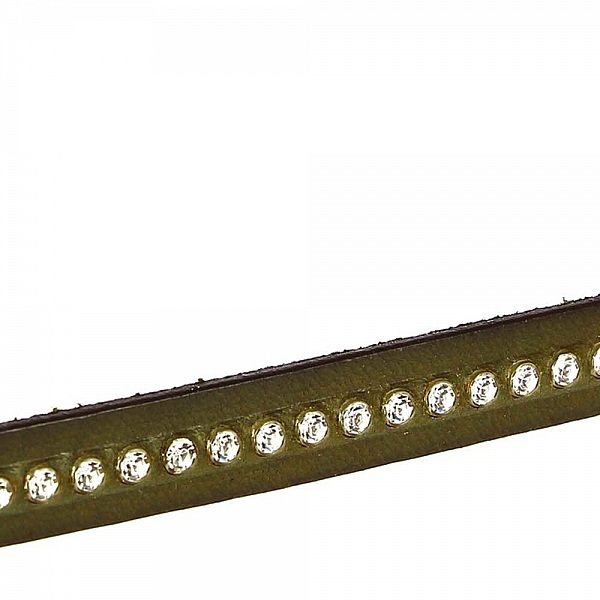 Cuir Vert Militaire de 10 mm Strass Swarovski par 20 cm