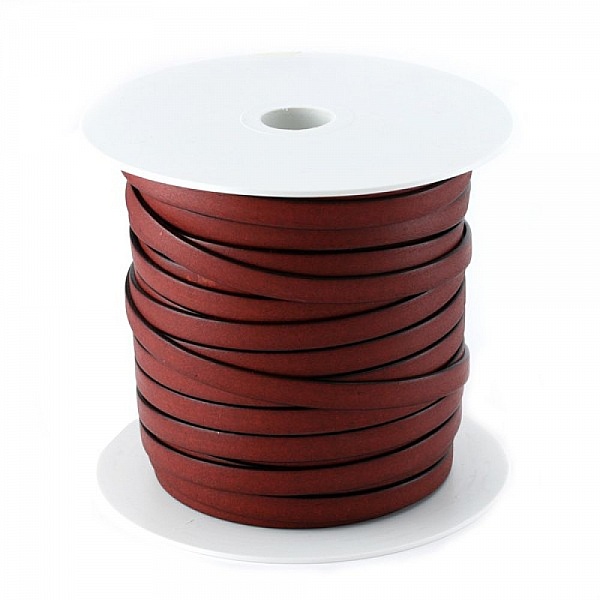Bobine de lanière en cuir reconstitué rouge 10 mm.