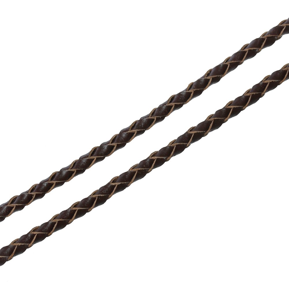 Cuir rond tress&eacute; Caf&eacute; 03 mm x 2 m&egrave;tres