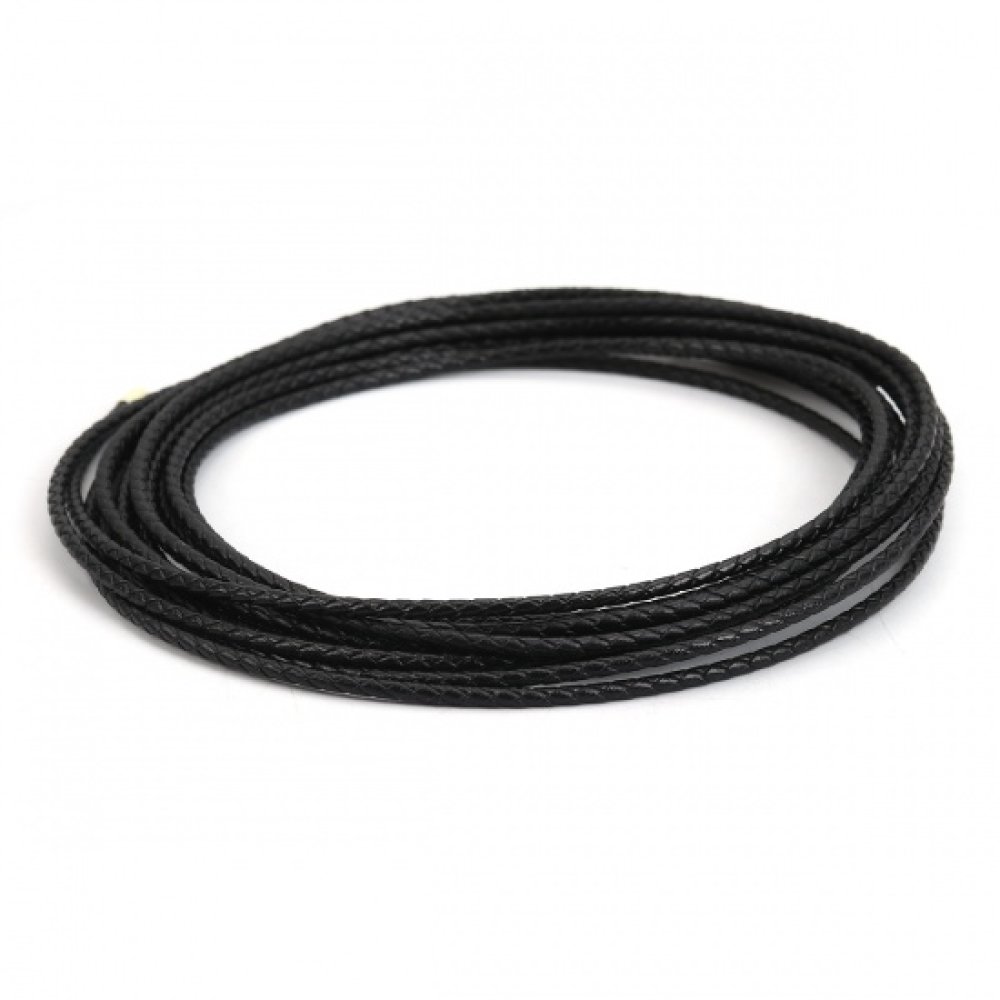 Cuir rond tress&eacute; Noir 03 mm x 5 m&egrave;tres