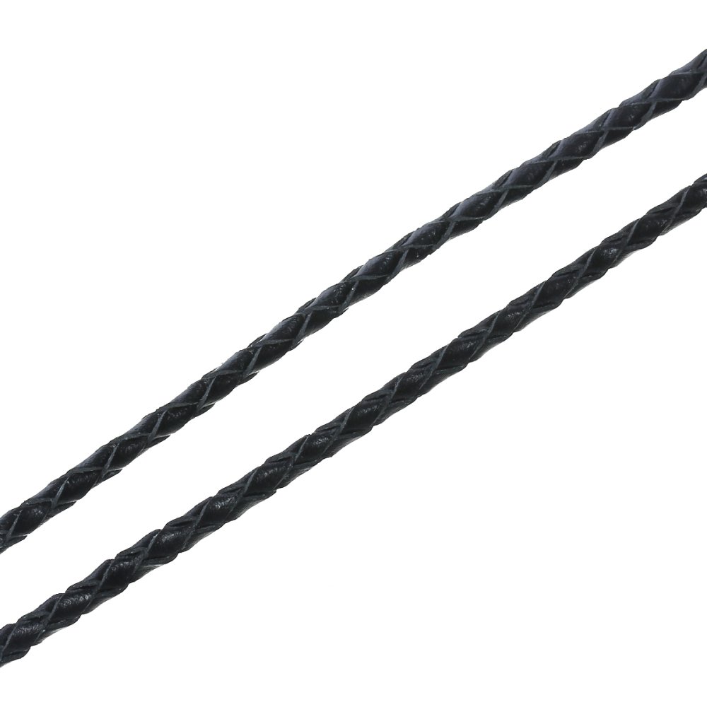 Cuir rond tress&eacute; Noir 03 mm x 2 m&egrave;tres
